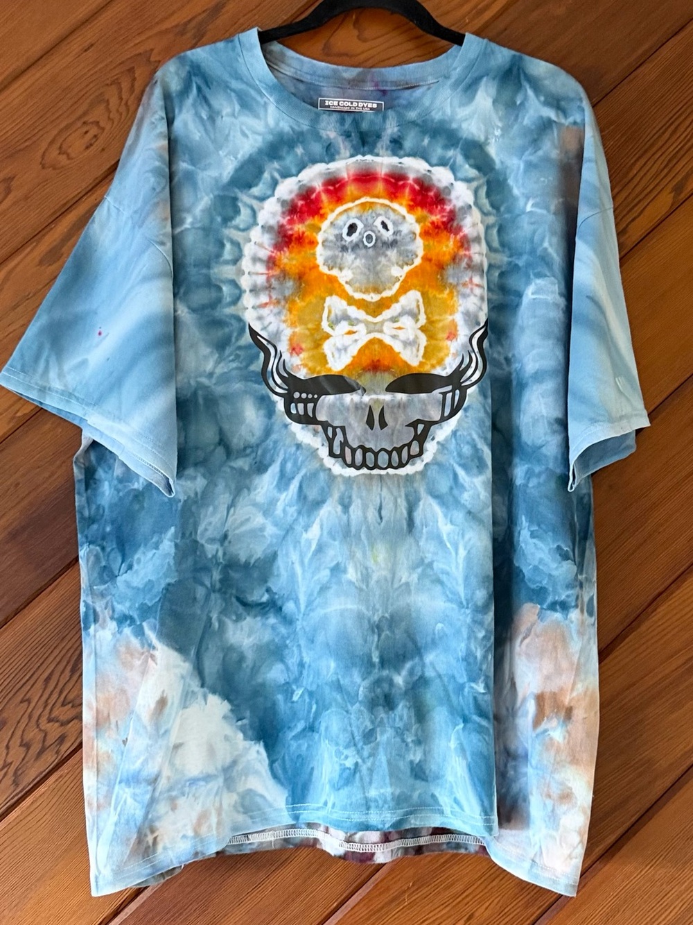 Ice Cold Dyes Tie Dye Steal Your Face Skull T-Shirt XXL Grateful Dead Mandala